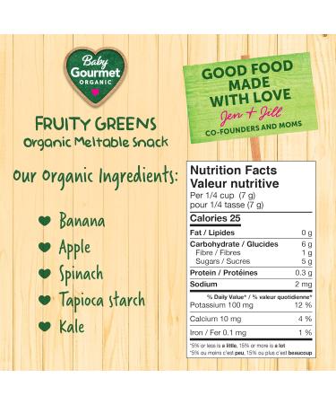 Baby Gourmet Mushies Organic Fruit And Veggie Snacks - Fruity Greens - Gluten-Free No Added Sugar Or Salt Non GMO Dairy-Free - 8x23g Packs Green - Buy Online on GoSupps.com