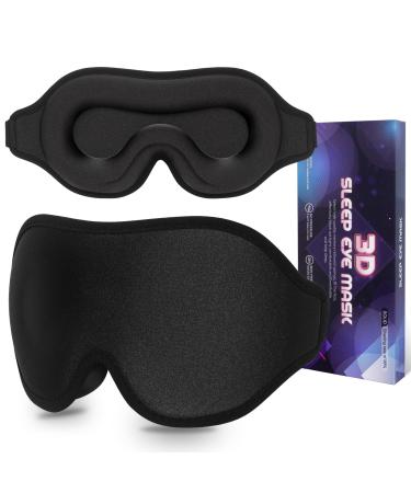 Sleep Mask 100% Light Blocking Eye Mask for Sleeping 3D Memory Foam Eye Covers with Adjustable Strap Night Blindfold for Men Women Black