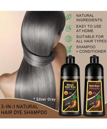 Silver Gray Hair Dye Shampoo 3 in 1 | Root Touch-Up & Grey Coverage for All Hair Types | Lasts Up to 3 Weeks | Natural Plant-Based Formula - Buy Online on GoSupps.com