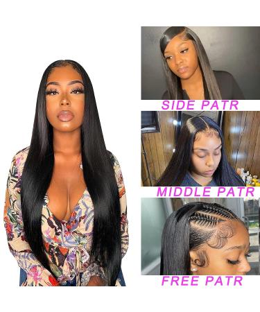 24 Inch Brazilian Virgin Straight Lace Front Wig for Black Women - 180% Density, Pre Plucked with Baby Hair - HD Transparent Lace Frontal Human Hair Wig - Buy Online on GoSupps.com