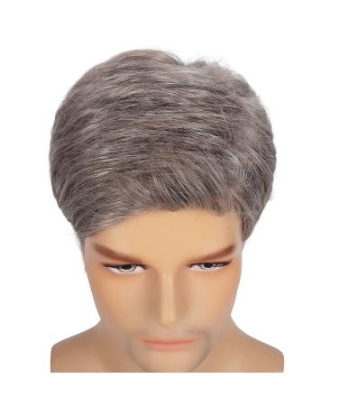 Swiking Men's Short Grey Synthetic Wig - Straight Natural Cosplay Hair for Daily Wear | Male Guy Full Replacement Wig - Buy Online on GoSupps.com