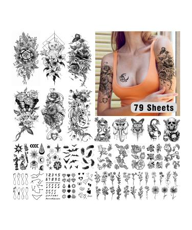 Leesgel 280 Styles Temporary Tattoos for Women  79 Sheets Exclusive Fake Tattoo Stickers include Half Sleeve Tattoos and Hand Tattoos  Realistic Long Lasting Tattoos for Adults Girls