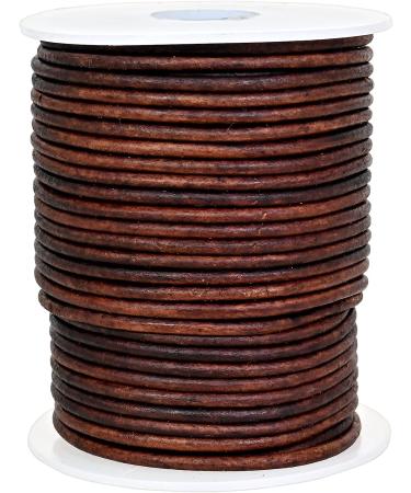 GENIQUE Round Leather String Cord for Jewelry Making - 20 Metres, 2mm Antique Brown Distressed - Buy Online on GoSupps.com