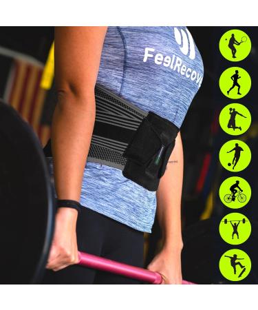 Feel Recovery Back Bandage for Men & Women | Lower Back Support Belt for Sciatica Herniated Disc & Back Pain Relief - Black - Buy Online on GoSupps.com