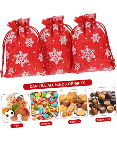 KOMBIUDA 10pcs Snowflake Burlap Bag Christmas Holiday Pouch Candy Storage Holder Drawstring Bag 14X10X0.3CM Red - Buy Online on GoSupps.com