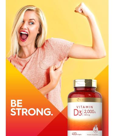 Carlyle Vitamin D3 2000 IU Softgels - 400 Count - Non-GMO & Gluten Free Formula - 50 mcg Vitamin D Supplement - Buy Online on GoSupps.com