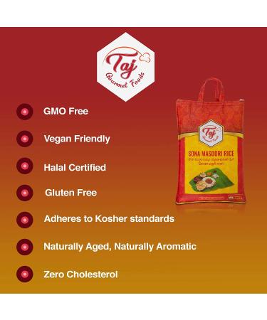 Taj Gourmet Sona Masoori Rice 10lbs - Premium Quality Indian Basmati Rice - Buy Online on GoSupps.com