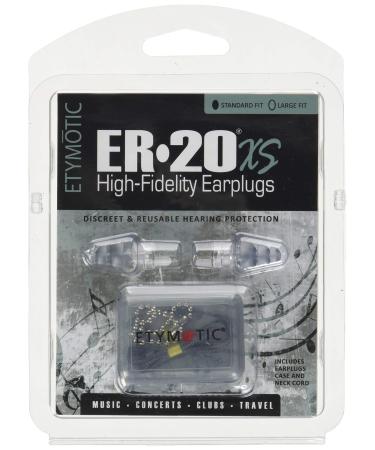 Etymotic Research ER20XS High-Fidelity Earplugs (Concerts  Musicians  Airplanes  Motorcycles  Sensitivity and Universal Hearing Protection) - Standard  Clear Stem/Frost Tips (4 Piece Set) Standard Fit