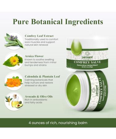 Organic Comfrey Salve for Bone Healing (4 oz) | Natural Herbal Comfrey Cream for Soothing Comfort and Recovery - Infused with Concentrated Comfrey Oil - Buy Online on GoSupps.com