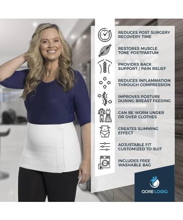 QORE LOGIQ Plus Size Abdominal Binder for Men and Women - Post Surgery Compression Garment - Adjustable 2XL White - Buy Online on GoSupps.com