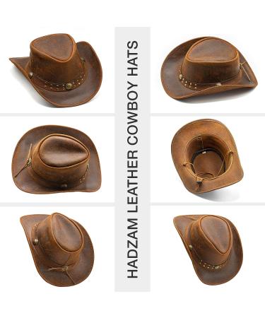 HADZAM Outback Leather Cowboy Hat - Durable Men's Western Hat (X-Large, Red) - Buy Online on GoSupps.com