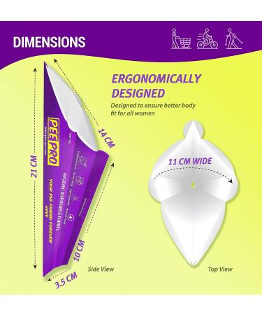 Pee Pro - Disposable Sanitary Urination Funnel | Female Stand & Pee On The Go | 30 Count Value Pack + 6 Free Units | for Public Places, Travel, Camps, Hiking, Parties - Buy Online on GoSupps.com