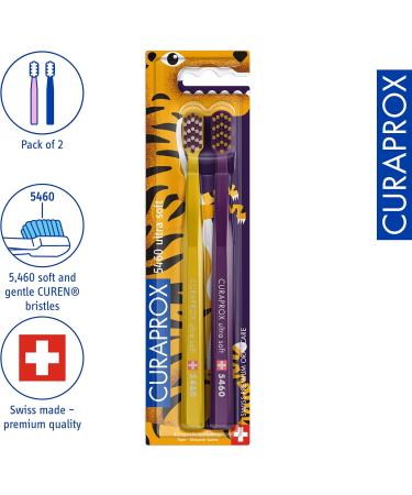 Curaprox CS 5460 Manual Toothbrush Ultra Soft - Special Edition Tiger 2 Pack | Best Soft Toothbrush for Sensitive Gums - Buy Online on GoSupps.com