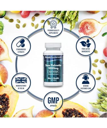 Saw Palmetto 1000mg | 360 Tablets |Vegan Friendly |Up to 6 Months of Benefits | SimplySupplements - Buy Online on GoSupps.com