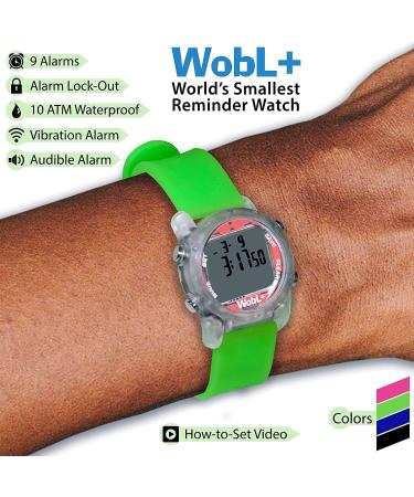 WobL Waterproof Vibrating 9 Alarms Countdown Timer Wristwatch (Green) - Compact & Reliable Reminder for Sports, Medicine, and Potty Training - Buy Online on GoSupps.com