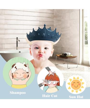 Baby Shower Cap Shield for Kids | Visor Hat for Eye and Ear Protection | Adjustable Bath Visor for Children 0-9 Years | Cute Crown Shape - Blue - Buy Online on GoSupps.com