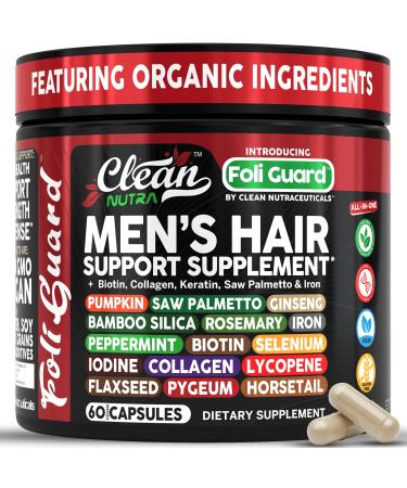Hair Growth Supplement For Men | Biotin Hair Vitamins Collagen Pumpkin Seed Saw Palmetto Iron Ginseng Bamboo Silica Rosemary Peppermint Keratin Selenium Iodine Flaxseed Horsetail Vitamin A C D3 E B12