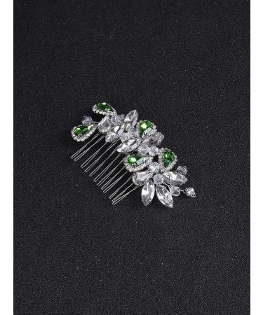Deniferymakeup Bridal Hair Comb Rhinestone Teardrop Hair Comb Bridal Hair Accessory Crystal Gift for Her Party Headpiece (Silver Green) - Buy Online on GoSupps.com