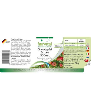 Fairvital | Pomegranate 500mg VEGAN - Highly dosed - 90 capsules - rich in ellagic acid - Buy Online on GoSupps.com