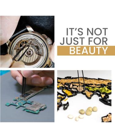 KICHLY Eyebrow Tweezers Set - 4 Precision Tweezers in Travel-Friendly Leather Case (Black) for Perfect Brows - Buy Online on GoSupps.com