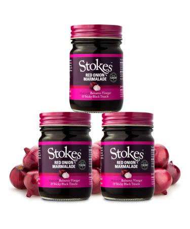 Stokes Red Onion Marmalade 3PK Perfect Relish For A Cheese Selection Award Winning Gluten Free Red Onion Marmalade Made With Sticky Black Treacle & Balsamic Vinegar Sweet & Savoury 265g Glass Jar - Buy Online on GoSupps.com