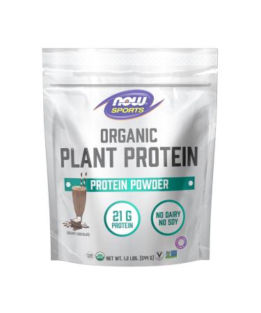 NOW Foods Sports Organic Plant Protein Chocolate Flavor Vegan Powder 1 lb.