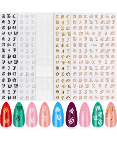 10 Pieces 3D Letter Nail Stickers Alphabet Letter Nail Stickers English Adhesive Nail Decals for Salon Home DIY Nail Decoration  5 Colors