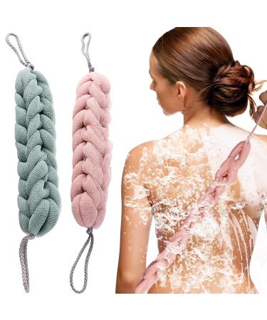 Shower sponge bathing sponge luffa sponge mesh sowing sponge for bathroom shower network sponge essential skin care peeling body brush back scrubber for men and women green and pink - Buy Online on GoSupps.com