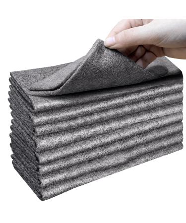 XANGNIER Thickened Magic Cleaning Cloth,8 Pcs Lint Free Cloth,Reusable Microfiber Cleaning Rag for Windows,Mirror,Glass,Car,Gray