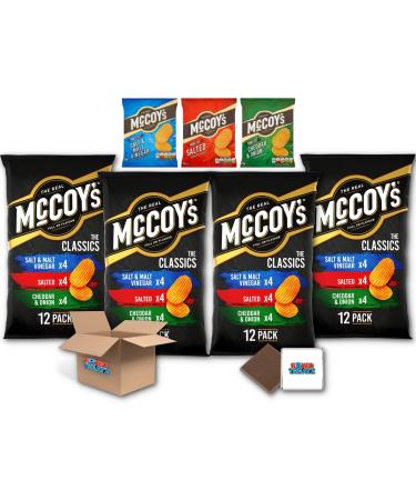 Mccoy's Classic Variety Potato Crisps Snack Box | Salt & Malt Vinegar Salted Flavour Cheddar & Onion | 48 X 25G Boxed Treatz