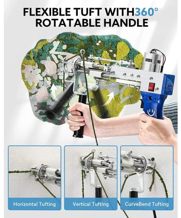 Riiai 2-in-1 Rug Tufting Gun Machine with Starter Kit - AK-III, Speed Adjustment, 360 Handle - Blue | Perfect for Beginners in Rug Making - Buy Online on GoSupps.com