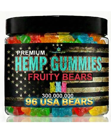 Hemp Gummies for Sleep and Relaxation-Fruity Gummy Bears Edibles Hemp Oil Infused-Made in USA-96 Bears