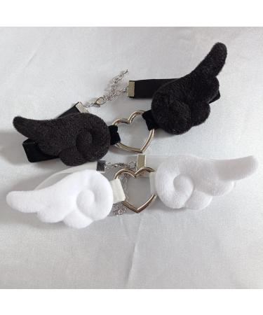 Southjieling Stylish Black and White Angel-Wing Necklace | Unique Choker Pendant for Women & Girls | Elegant Chain Accessory - Shop Internationally - Buy Online on GoSupps.com