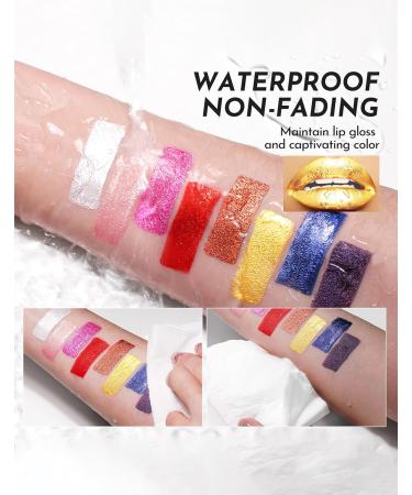  Erinde Erinde Giltter Metallic Glitter Lipstick 2 in 1 Lipstick & Eyeshadow 12 Hour Wear Highly Pigmented Lipstick Water Resistant - Buy Online on GoSupps.com