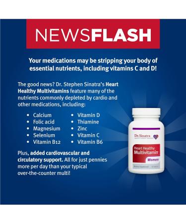 Dr. Sinatra Heart Healthy Multivitamin for Women | Vitamin D, B12, C, E, Biotin, Folate & Zinc | 90 Tablets - Buy Online on GoSupps.com