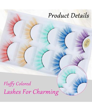 NICENEEDED 7 Pairs Colorful False Eye Cluster Lashes - Cosplay & Halloween Fluffy Faux Eyelash Extensions for Women & Girls - Buy Online on GoSupps.com