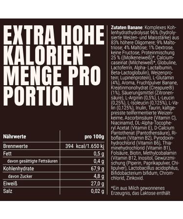 Powerstar Hardgain Mass 3600G | Sugar-Free Weight Gainer with Creatine | Fast Muscle Building | German Quality | Banana Flavor - Buy Now! - Buy Online on GoSupps.com