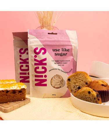 NICKS Keto Sweetener 70% Calorie Reduced 1:1 Low Carb Baking Sugar Replacement - Xylitol Erythritol Stevia Blend | Vegan - 1kg - Buy Online on GoSupps.com