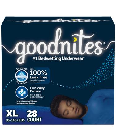 Goodnites Boys Bedwetting Night Time Underwear Goodnites Size Extra Large 28 Ct (95-140+ lb.) Extra Large XL (28 Count)