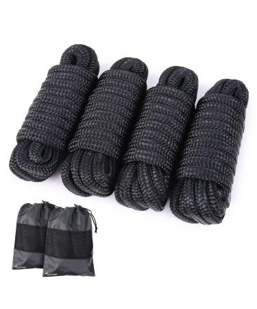 Dock Lines, Sportneer 4 Pack 1/2X15 Boat Ropes for Docking Nylon Dock Lines with 12'' Eyelet Double Braided Dock Rope Marine Rope Mooring Rope for Boat Docking with Storage Bag
