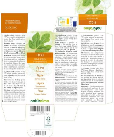Fig tree (Ficus carica) Gemmo-derived alcohol-free from fresh buds Naturalma - Liquid extract drops 120 ml - Dietary supplement - Vegan or vegan - Buy Online on GoSupps.com