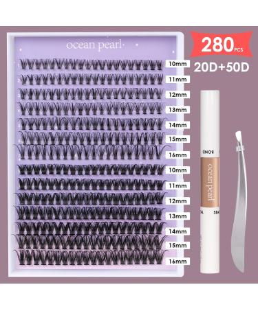 DIY Lash Extension Kit 280pcs - 20D+50D 10-16mm Mix C/CC/D Curl Cluster Lashes with Bond and Seal Tweezers - Soft Light Eyelash Extension Kit for Home Use - Buy Online on GoSupps.com