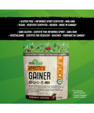 Athlete's Gainer Protein Powder Natural Chocolate Flavour 2.5 kg | Vegan and Non-GMO(Packaging May Vary) & Iron Vegan Sprouted Protein Bars | Double Chocolate Brownie Flavour | 12 Pack - Buy Online on GoSupps.com