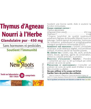 New Roots Herbal Grass-Fed Lamb Thymus Pure Glandular 450mg 30 Tablets Premium Thymus Glandular Supplement - Natural Source Essential Nutrients for Overall Wellness Supports Thymus Gland Function - Buy Online on GoSupps.com