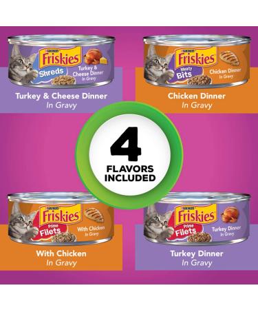 Purina Friskies Gravy Wet Cat Food Variety Pack - Poultry Shreds, Meaty Bits & Prime Filets (32 Cans - 5.5 oz) - Buy Online on GoSupps.com