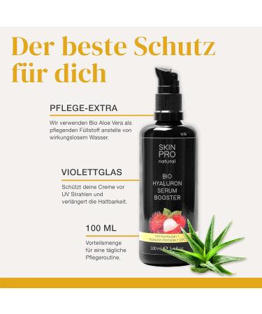 Bio Hyaluron Anti-Aging Serum 100ml - Vegan High-Dose Hyaluronic Acid with Rambutan OPC & Aloe Vera - Skin Pro Natural Made in Germany - Buy Online on GoSupps.com