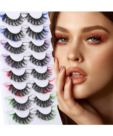 Colored 5D Mink False Eyelashes - 8 Pairs by GODDVENUS | D Curl Strip Lashes for Natural Wispy Look and Salon Perfect Results - Buy Online on GoSupps.com