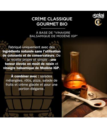 Solai Di San Giorgio Classic Organic Gourmet Cream Based on Balsamic Vinegar of Modena I.G.P. Made with 100% Organic Italian Grapes Ideal for Salads Roasts Pizza 180 g - Buy Online on GoSupps.com