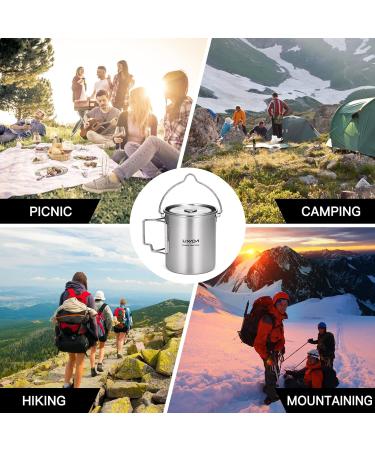 Lixada 750ml Stainless Steel Camping Cup Pot with Foldable Handles and Lid - Ideal for Outdoor Camping, Hiking, and Backpacking - Buy Online on GoSupps.com