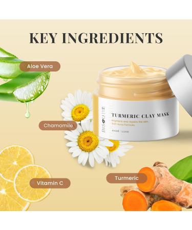 Turmeric Clay Mask - Organic Anti-Aging Face Mask | Brightens Dark Spots & Clears Pores | Acne Remedy & Sensitive Skin Gift - Buy Online on GoSupps.com